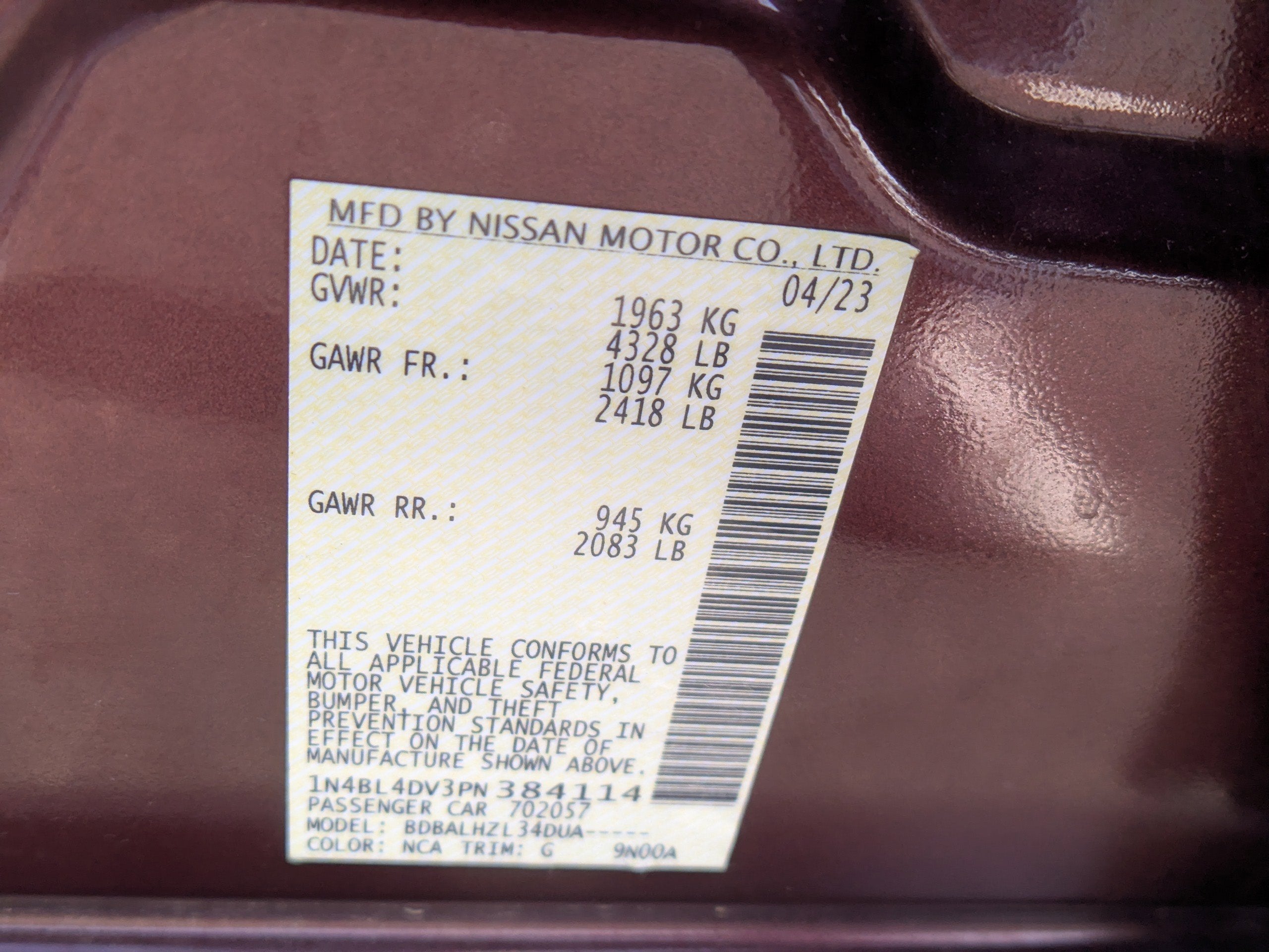 2023 Nissan Altima 2.5 SV